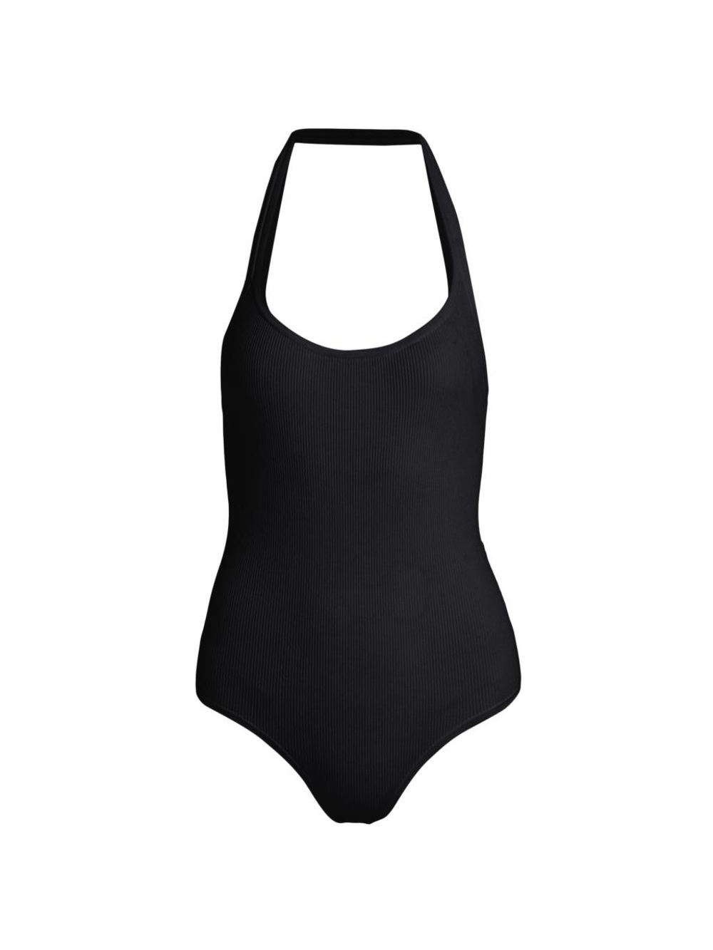 Michael Kors Collection Black Halter Ribbed BodySuit